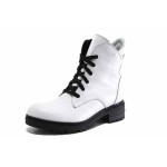 Бели дамски боти, анатомични, естествена кожа - ежедневни обувки за есента и зимата N 100022535