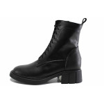 Черни дамски боти, анатомични, естествена кожа - ежедневни обувки за есента и зимата N 100022536