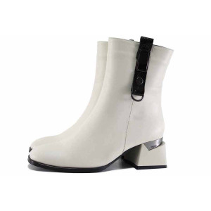 Бежови дамски боти, естествена кожа - официални обувки за есента и зимата N 100022581