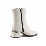 Бежови дамски боти, естествена кожа - официални обувки за есента и зимата N 100022581