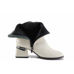 Бежови дамски боти, естествена кожа - официални обувки за есента и зимата N 100022581