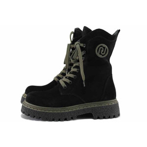 Черни дамски боти, естествен набук - всекидневни обувки за есента и зимата N 100022584