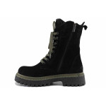 Черни дамски боти, естествен набук - всекидневни обувки за есента и зимата N 100022584
