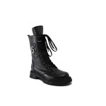 Черни дамски боти, анатомични, естествена кожа - ежедневни обувки за есента и зимата N 100022598