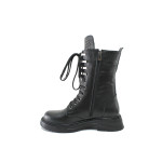 Черни дамски боти, анатомични, естествена кожа - ежедневни обувки за есента и зимата N 100022598