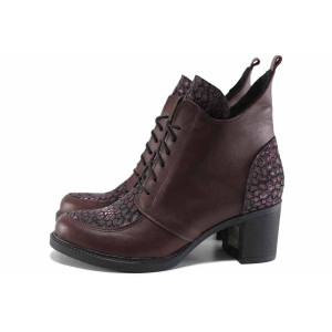 Винени дамски боти, анатомични, естествена кожа - всекидневни обувки за есента и зимата N 100022600