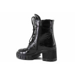 Черни дамски боти, лачена естествена кожа - всекидневни обувки за есента и зимата N 100022603