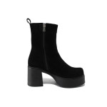Черни дамски боти, естествен велур - ежедневни обувки за есента и зимата N 100022605