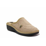 Бежови домашни чехли, текстилна материя - ежедневни обувки за пролетта и есента N 100021289