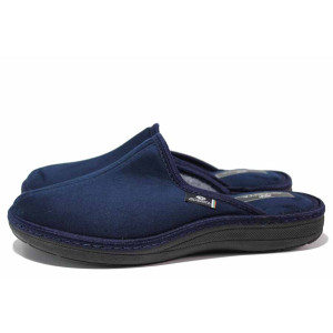 Тъмносини анатомични домашни чехли, текстилна материя - ежедневни обувки за пролетта и есента N 100021291