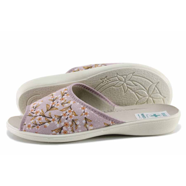 Розови домашни чехли, текстилна материя - всекидневни обувки за пролетта и лятото N 100021662