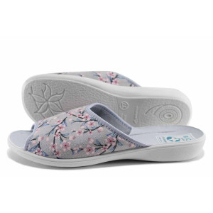 Сиви домашни чехли, текстилна материя - ежедневни обувки за пролетта и лятото N 100021663