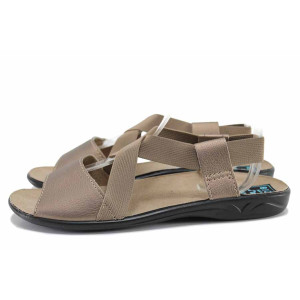 Бежови анатомични дамски сандали, еко-кожа - всекидневни обувки за пролетта и лятото N 100021664