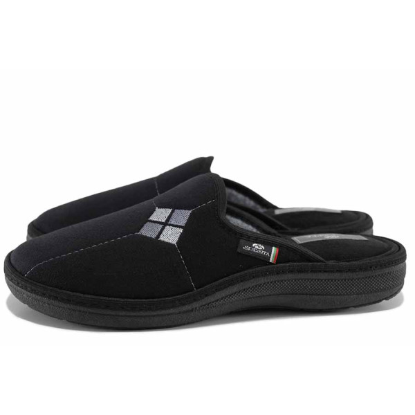 Черни домашни чехли, текстилна материя - всекидневни обувки за есента и зимата N 100022270