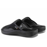 Черни домашни чехли, текстилна материя - ежедневни обувки за есента и зимата N 100022273