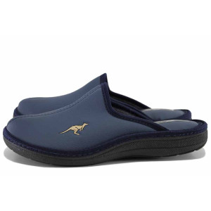 Тъмносини домашни чехли, текстилна материя - всекидневни обувки за есента и зимата N 100022274