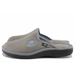 Сиви домашни чехли, текстилна материя - ежедневни обувки за есента и зимата N 100022275