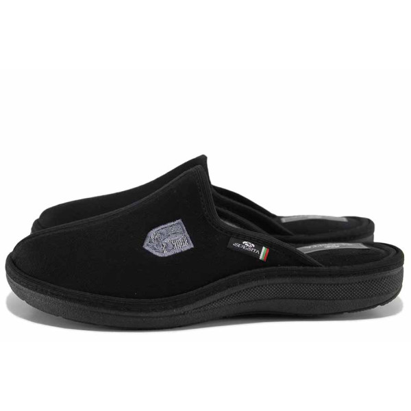 Черни домашни чехли, текстилна материя - всекидневни обувки за есента и зимата N 100022276