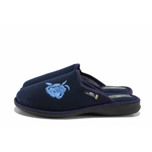 Тъмносини домашни чехли, текстилна материя - ежедневни обувки за есента и зимата N 100022283