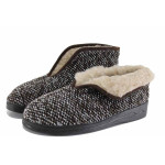 Кафяви дамски пантофки, текстилна материя - равни обувки за есента и зимата N 100022335