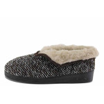 Кафяви дамски пантофки, текстилна материя - равни обувки за есента и зимата N 100022335