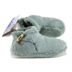 Зелени домашни чехли, текстилна материя, анатомични - равни обувки за есента и зимата N 100022483