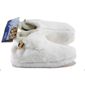 Бели домашни чехли, текстилна материя, анатомични - равни обувки за есента и зимата N 100022484