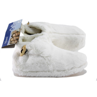 Бели домашни чехли, текстилна материя, анатомични - равни обувки за есента и зимата N 100022484