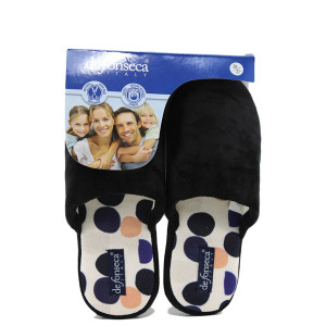 Черни домашни чехли, текстилна материя, анатомични - равни обувки за есента и зимата N 100022493