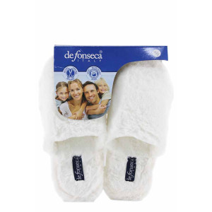 Бели домашни чехли, текстилна материя, анатомични - равни обувки за есента и зимата N 100022497