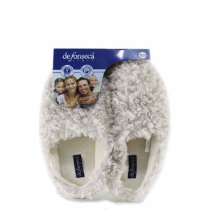 Бежови домашни чехли, текстилна материя, анатомични - равни обувки за есента и зимата N 100022507