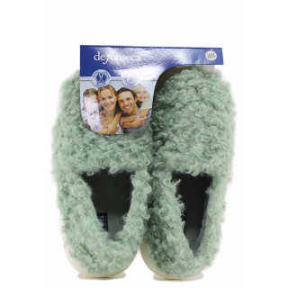 Зелени домашни чехли, текстилна материя, анатомични - равни обувки за есента и зимата N 100022510