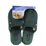 Зелени домашни чехли, текстилна материя, анатомични - равни обувки за есента и зимата N 100022469