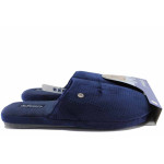 Сини домашни чехли, текстилна материя, анатомични - равни обувки за есента и зимата N 100022473