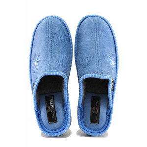 Сини анатомични домашни чехли, текстилна материя - ежедневни обувки за есента и зимата N 100022513