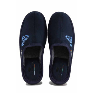 Тъмносини анатомични домашни чехли, текстилна материя - ежедневни обувки за есента и зимата N 100022519