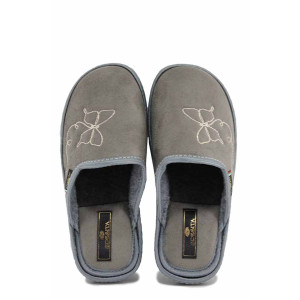 Сиви домашни чехли, текстилна материя - ежедневни обувки за есента и зимата N 100022523