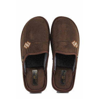 Кафяви домашни чехли, текстилна материя - ежедневни обувки сезон N 100022527