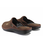 Кафяви домашни чехли, текстилна материя - ежедневни обувки за есента и зимата N 100022524