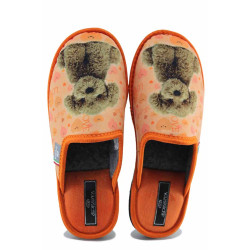 Оранжеви анатомични домашни чехли, текстилна материя - всекидневни обувки за есента и зимата N 100022613