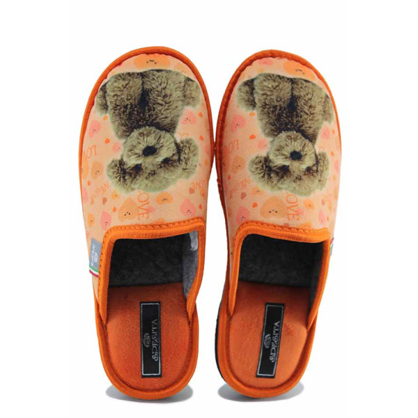 Оранжеви домашни чехли, текстилна материя - всекидневни обувки за есента и зимата N 100022613