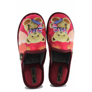 Червени анатомични домашни чехли, текстилна материя - ежедневни обувки за есента и зимата N 100022614