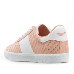 Коралови дамски маратонки, здрава еко-кожа - спортни обувки за пролетта и лятото N 100021849