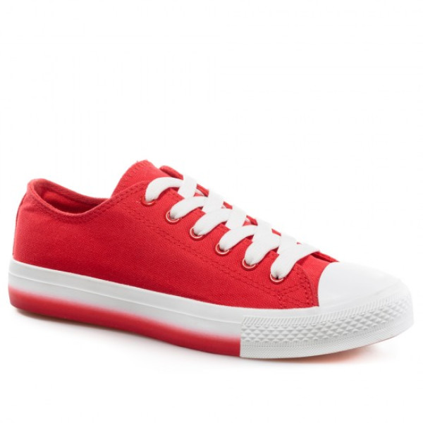 Червени дамски маратонки, текстилна материя - спортни обувки за пролетта и лятото N 100021857