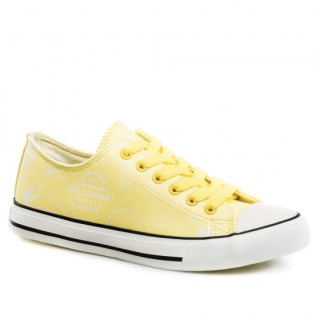 Жълти дамски маратонки, текстилна материя - спортни обувки за пролетта и лятото N 100021861