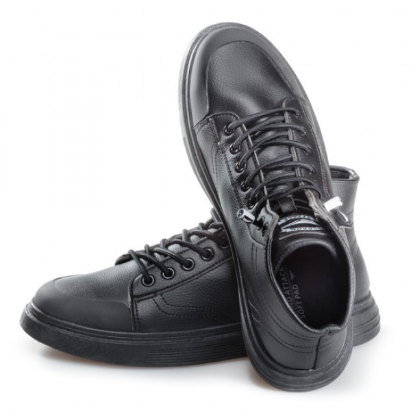 Черни мъжки маратонки, здрава еко-кожа - спортни обувки за целогодишно ползване N 100021830