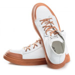 Бели мъжки маратонки, здрава еко-кожа - спортни обувки за целогодишно ползване N 100021831