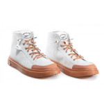 Бели мъжки маратонки, здрава еко-кожа - спортни обувки за целогодишно ползване N 100021831