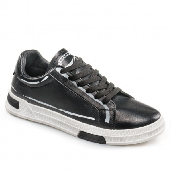 Черни мъжки маратонки, здрава еко-кожа - спортни обувки за целогодишно ползване N 100021833