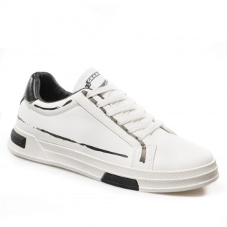 Бели мъжки маратонки, здрава еко-кожа - спортни обувки за целогодишно ползване N 100021832